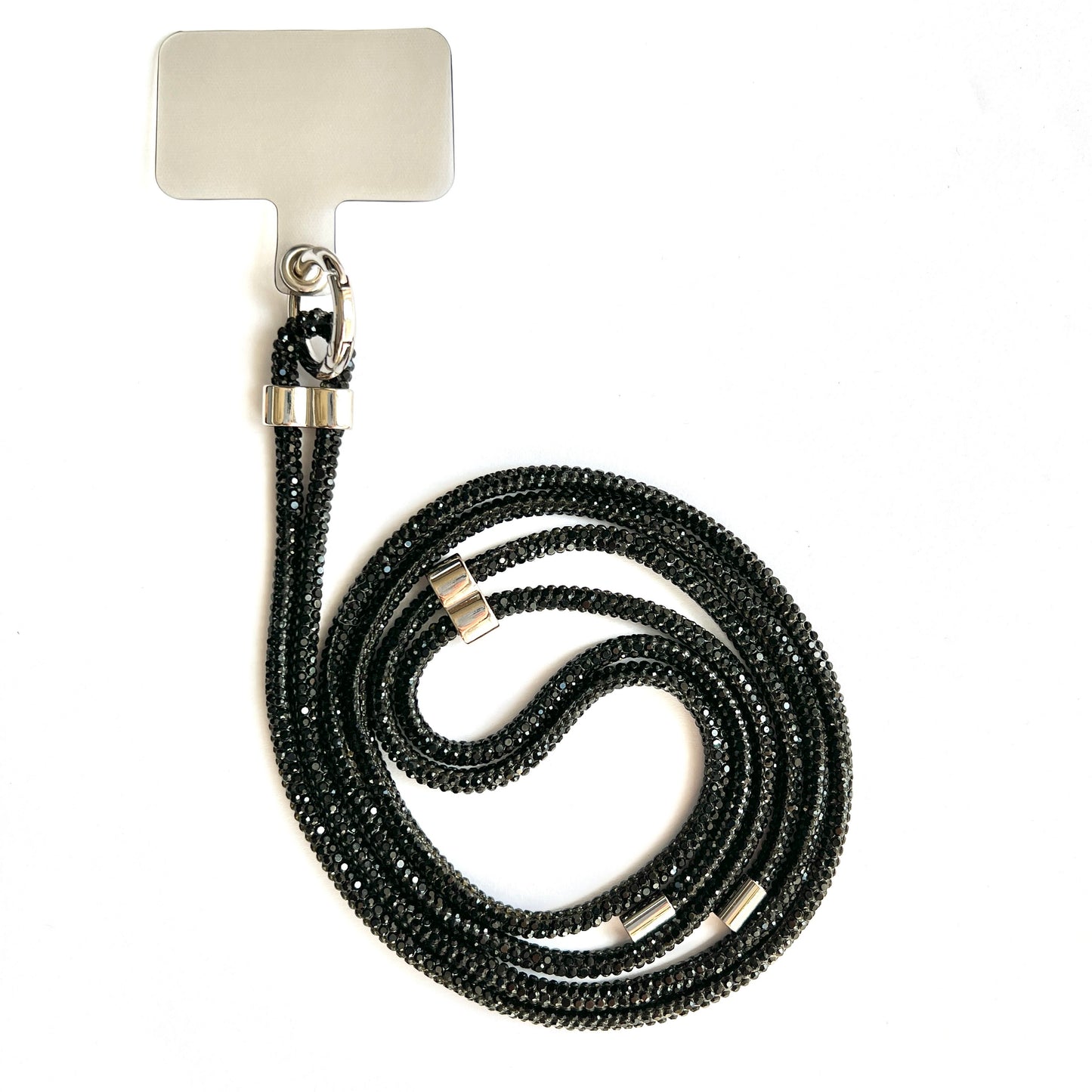 Sparkling Phone Lanyard - Black Rhinestones