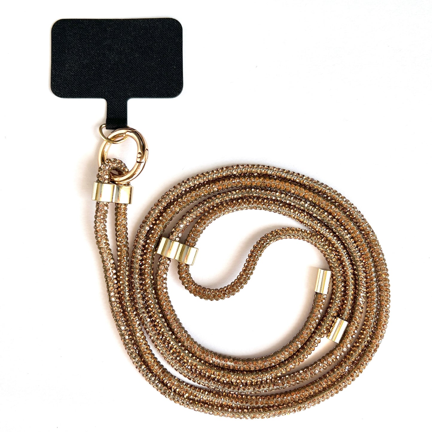 Sparkling Phone Lanyard - Gold Rhinestones