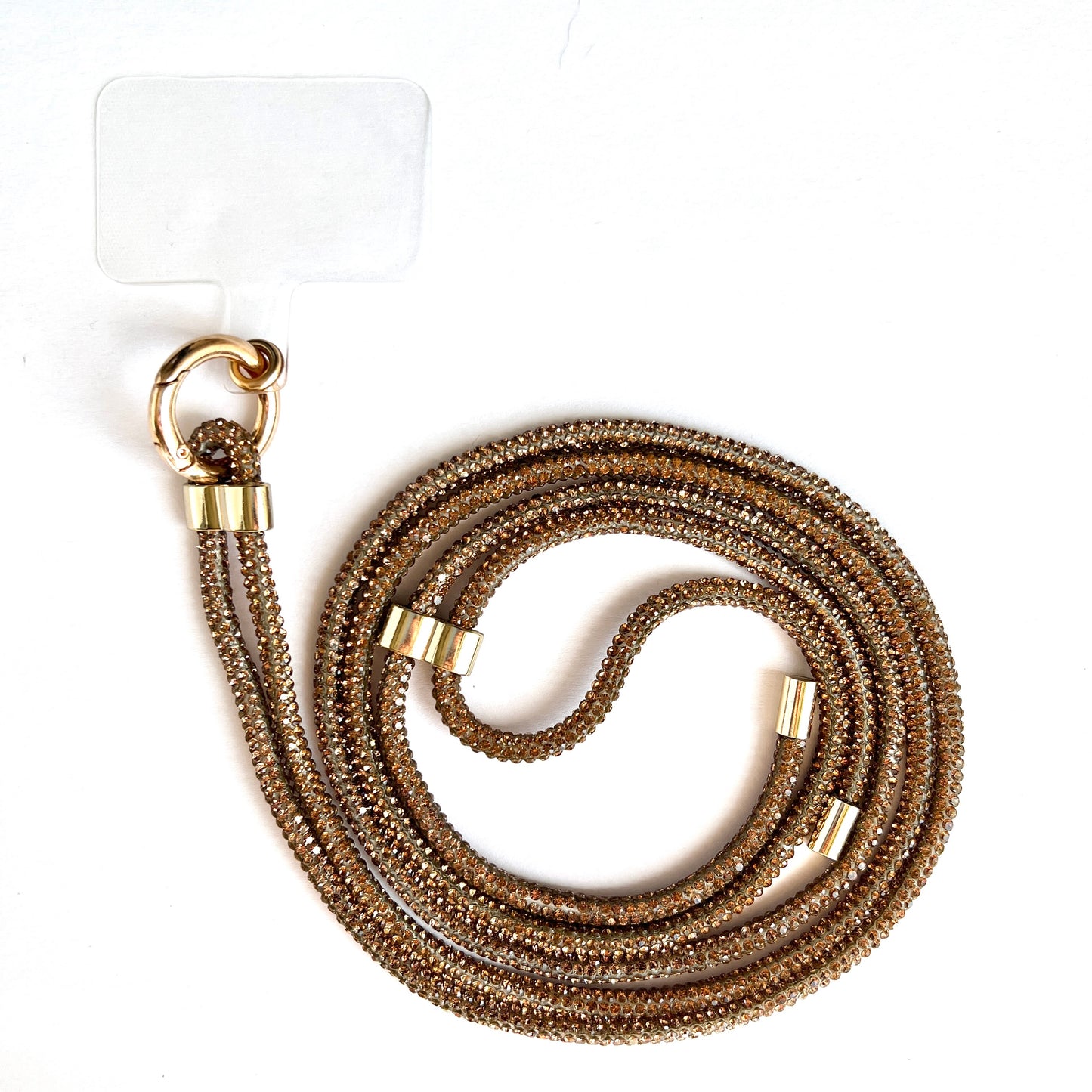 Sparkling Phone Lanyard - Gold Rhinestones
