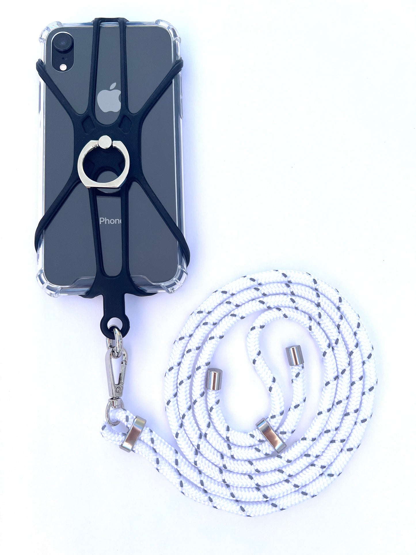 Silicon Holder Phone Strap - White Reflective