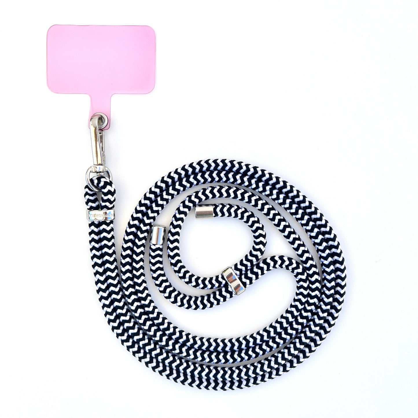 Black and White Striped Phone Lanyard