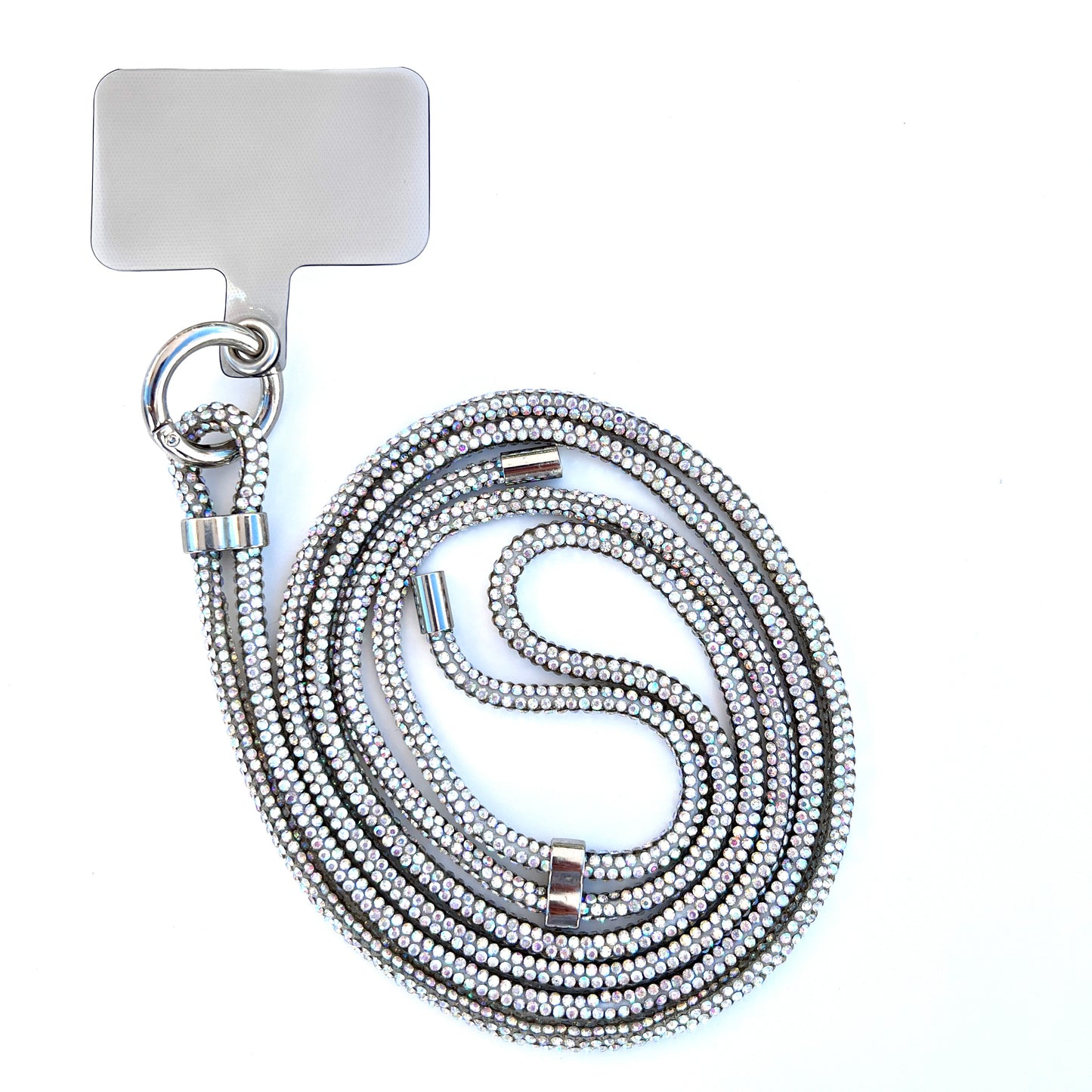 Sparkling Phone Lanyard - White Rhinestones