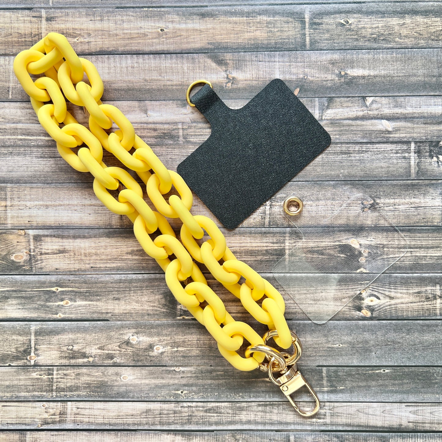 Wristlet Phone Strap I Yellow Link Chain (Gold Accents)