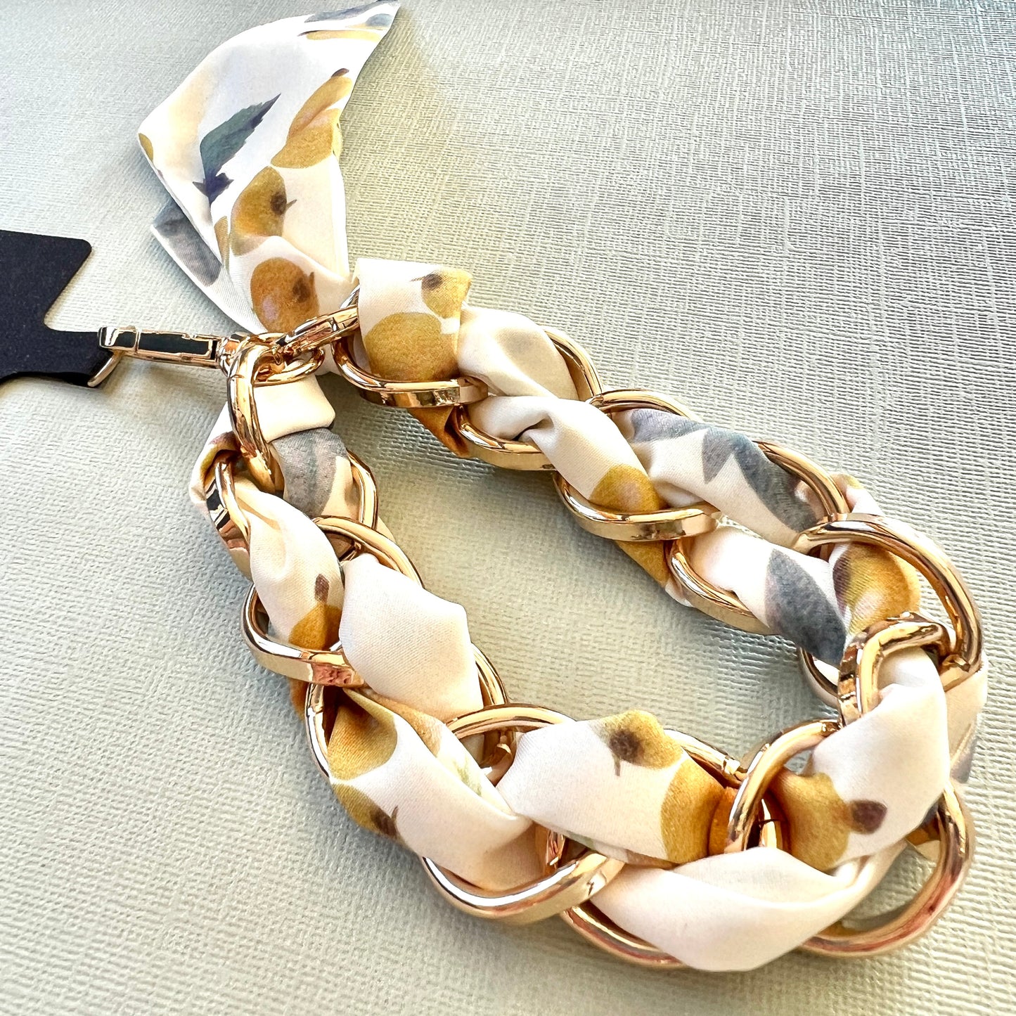 Wristlet Phone Chain I Silk Scarf (Gold Accents)