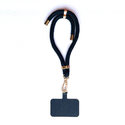 Wristlet Phone Strap I Black - Golden Adjuster