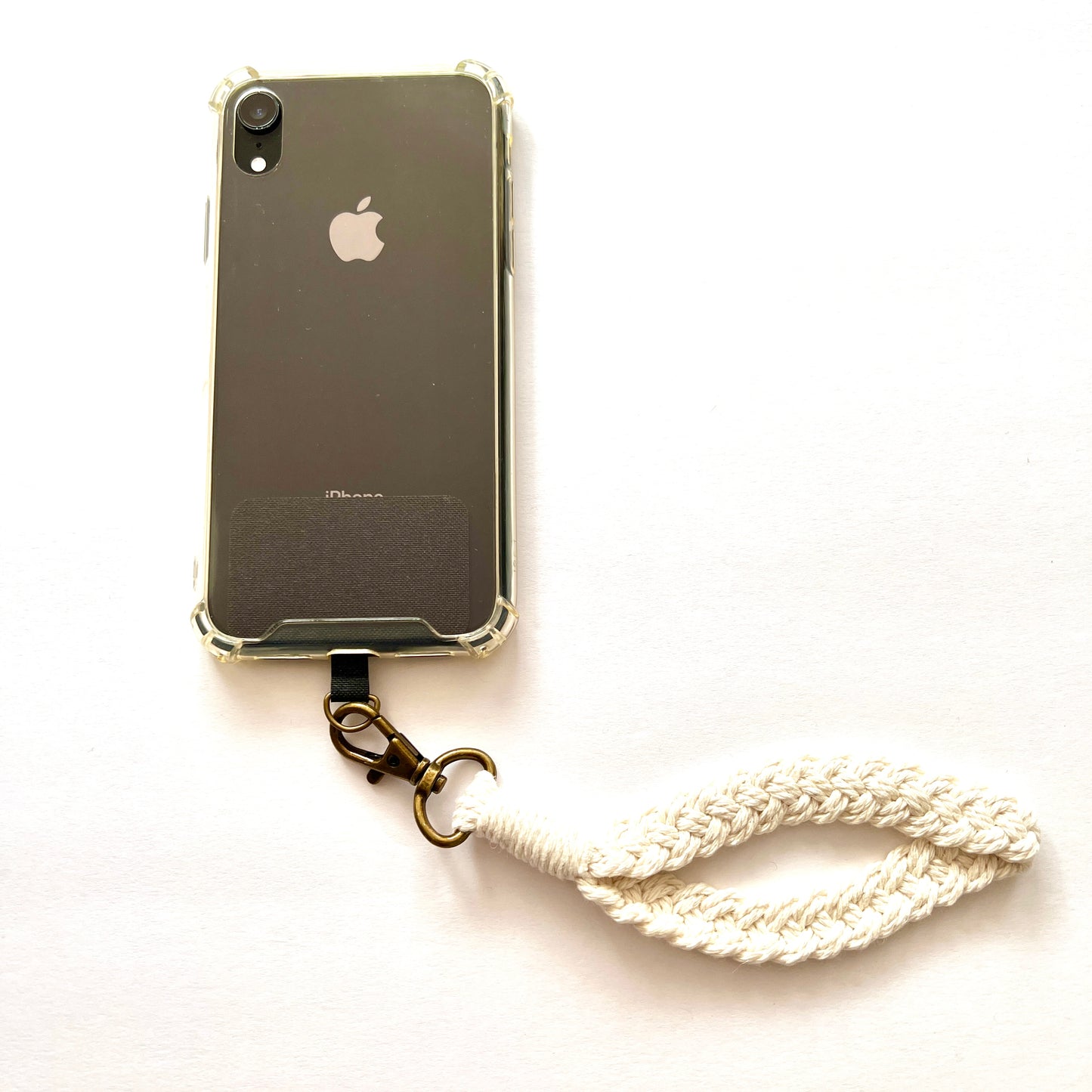 Macrame Phone Wristlet Strap White Cream