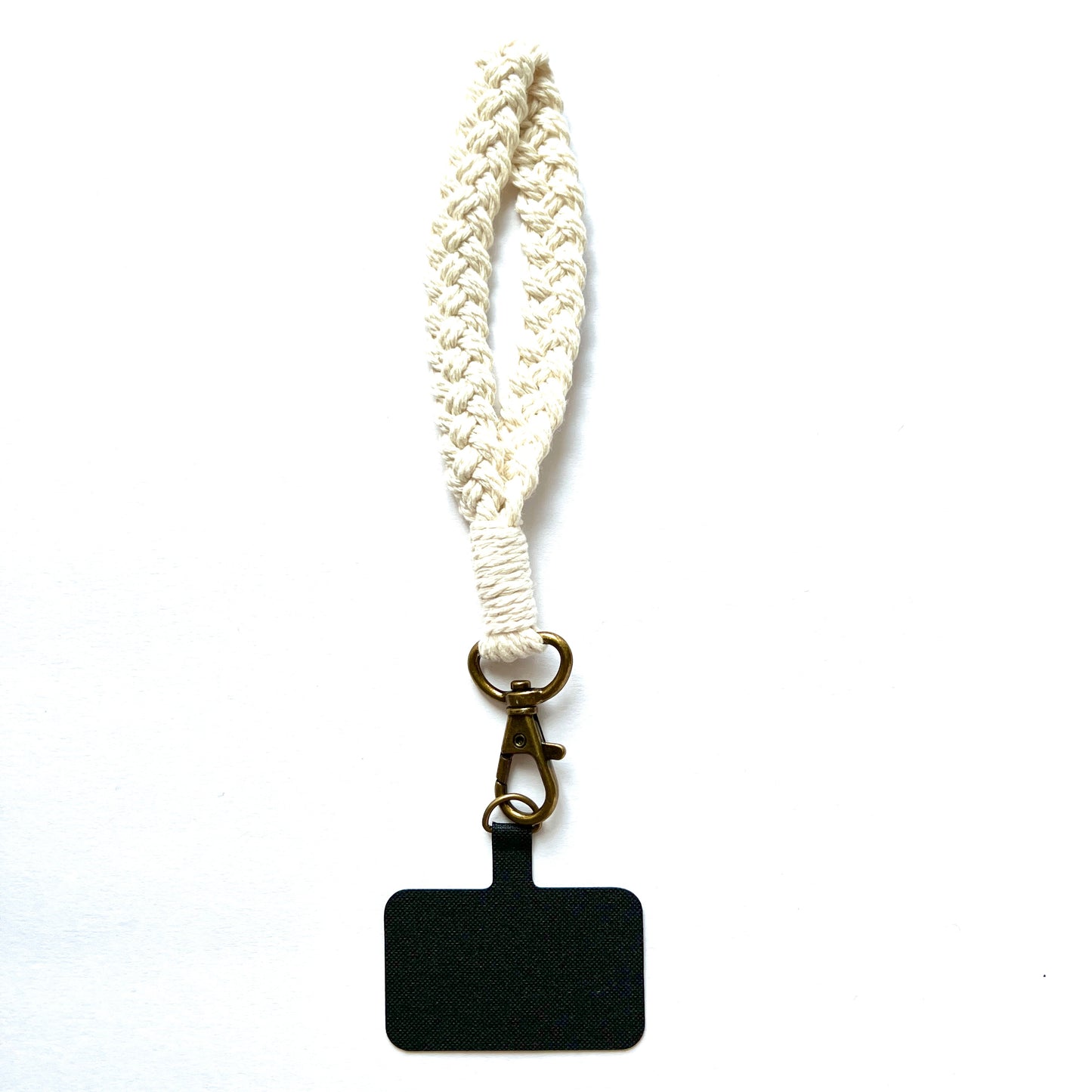 Macrame Phone Wristlet Strap White Cream