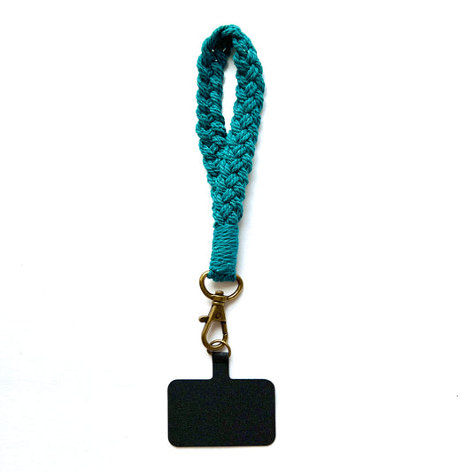 Macrame Phone Wristlet Strap Petrol