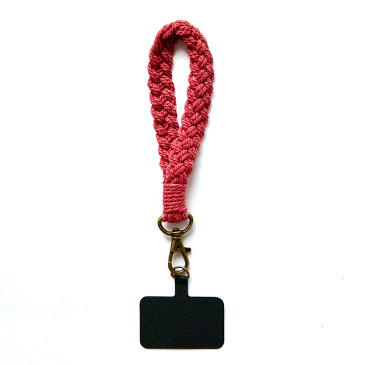 Macrame Phone Wristlet Strap Bordeaux