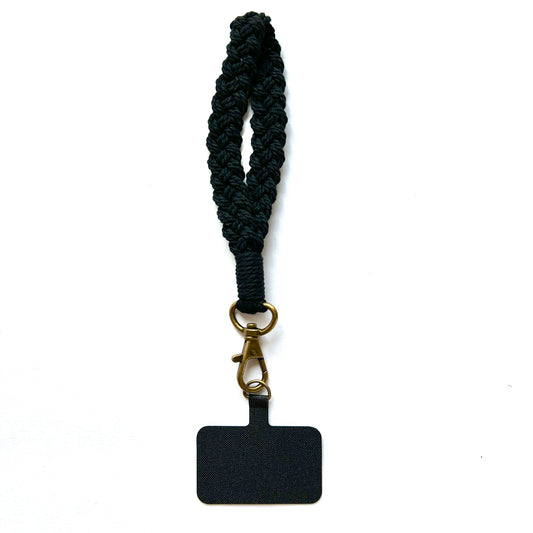 Macrame Phone Wristlet Strap Black