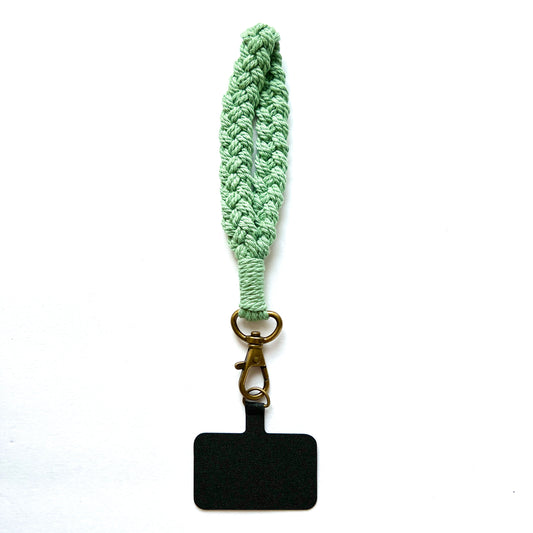 Macrame Phone Wristlet Strap Sage Green