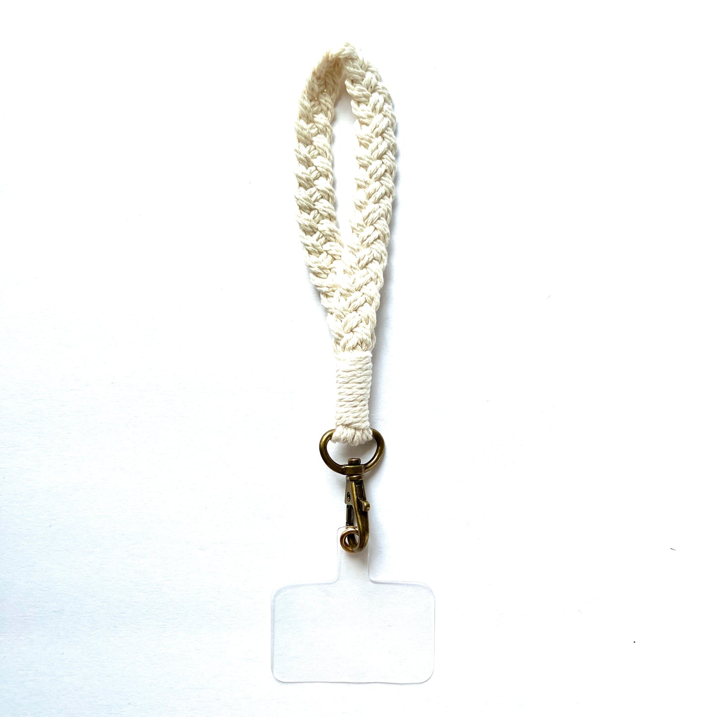 Macrame Phone Wristlet Strap White Cream