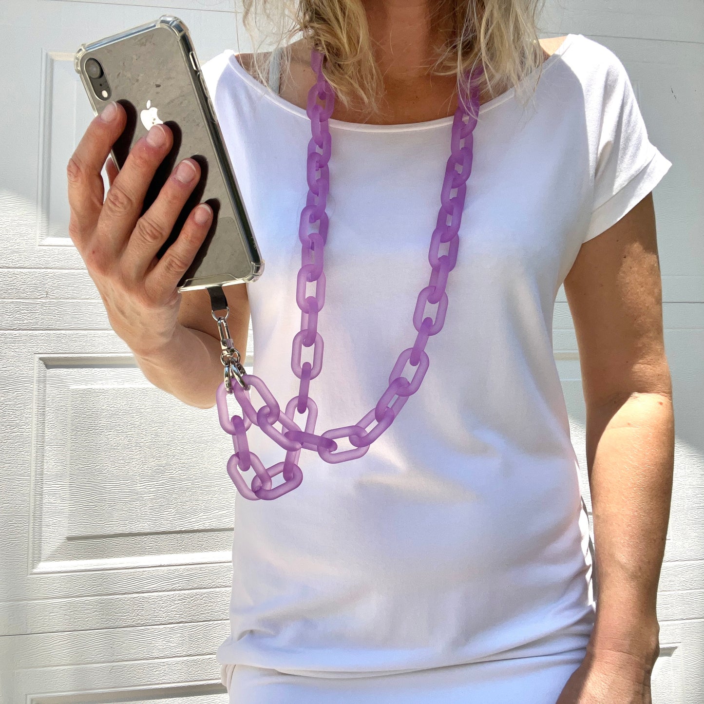 Purple Link Chain Phone Necklace