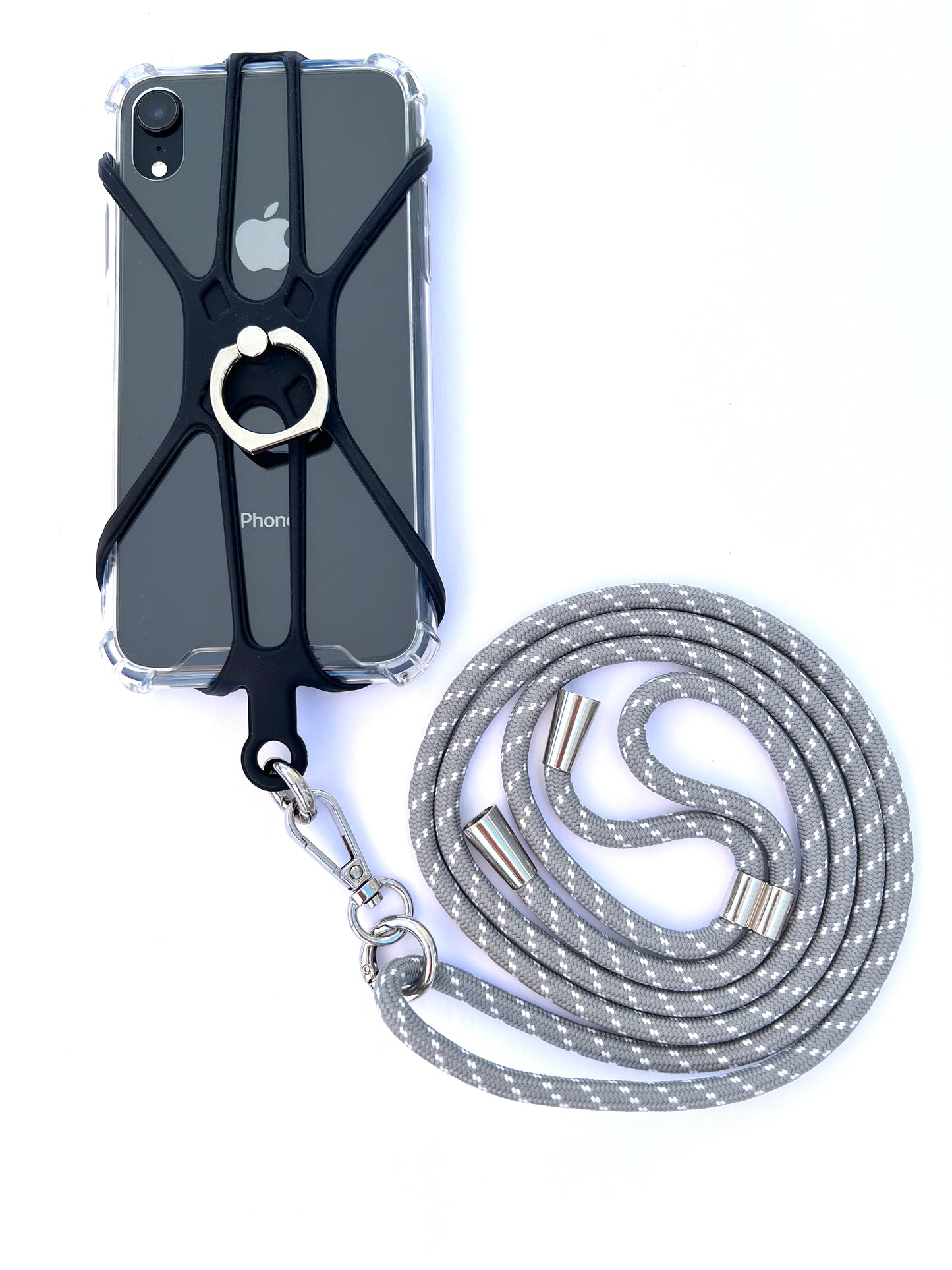 Silicon Holder Phone Strap - Gray/White