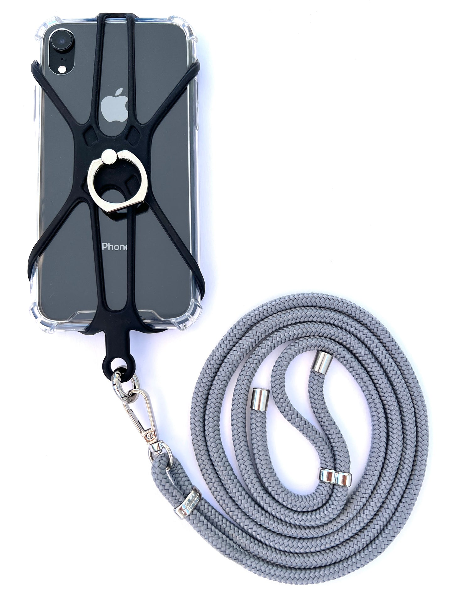 Silicon Holder Phone Strap - Gray/White