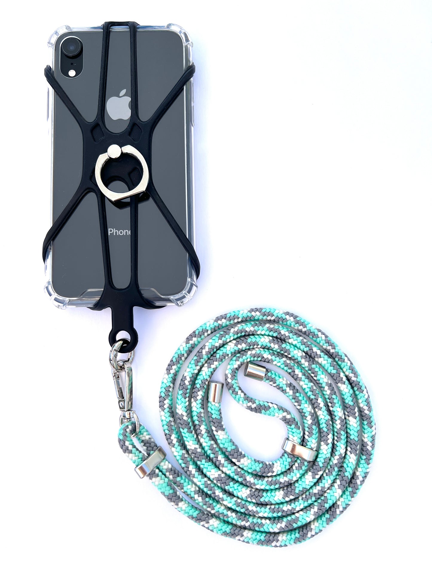 Silicon Holder Phone Strap - Mint/Gray/Beige