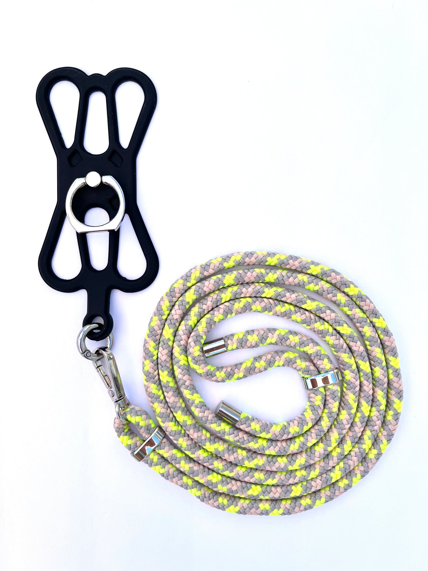 Silicon Holder Phone Strap - Neon Yellow/Beige