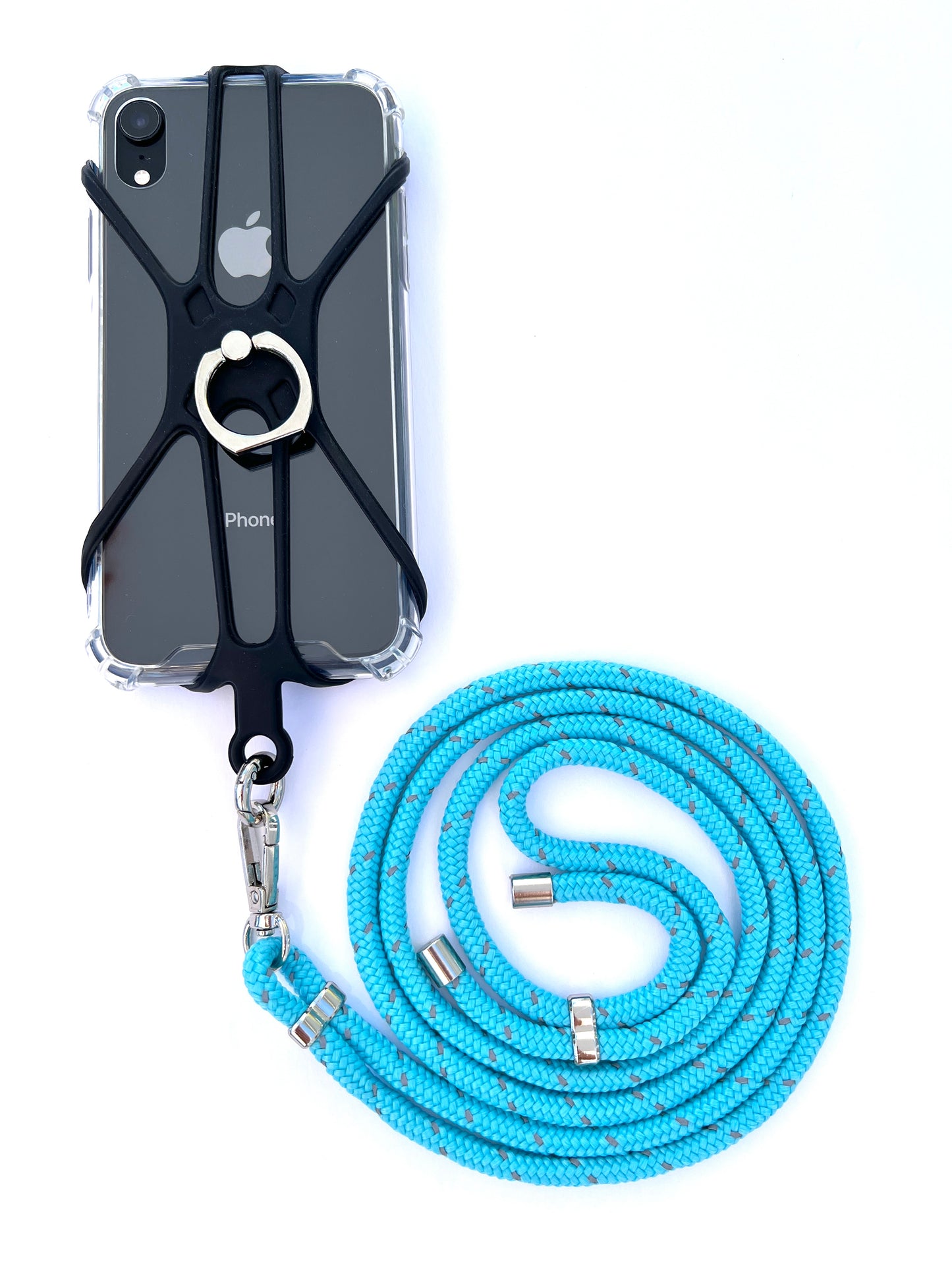 Silicon Holder Phone Strap - Turquoise Reflective