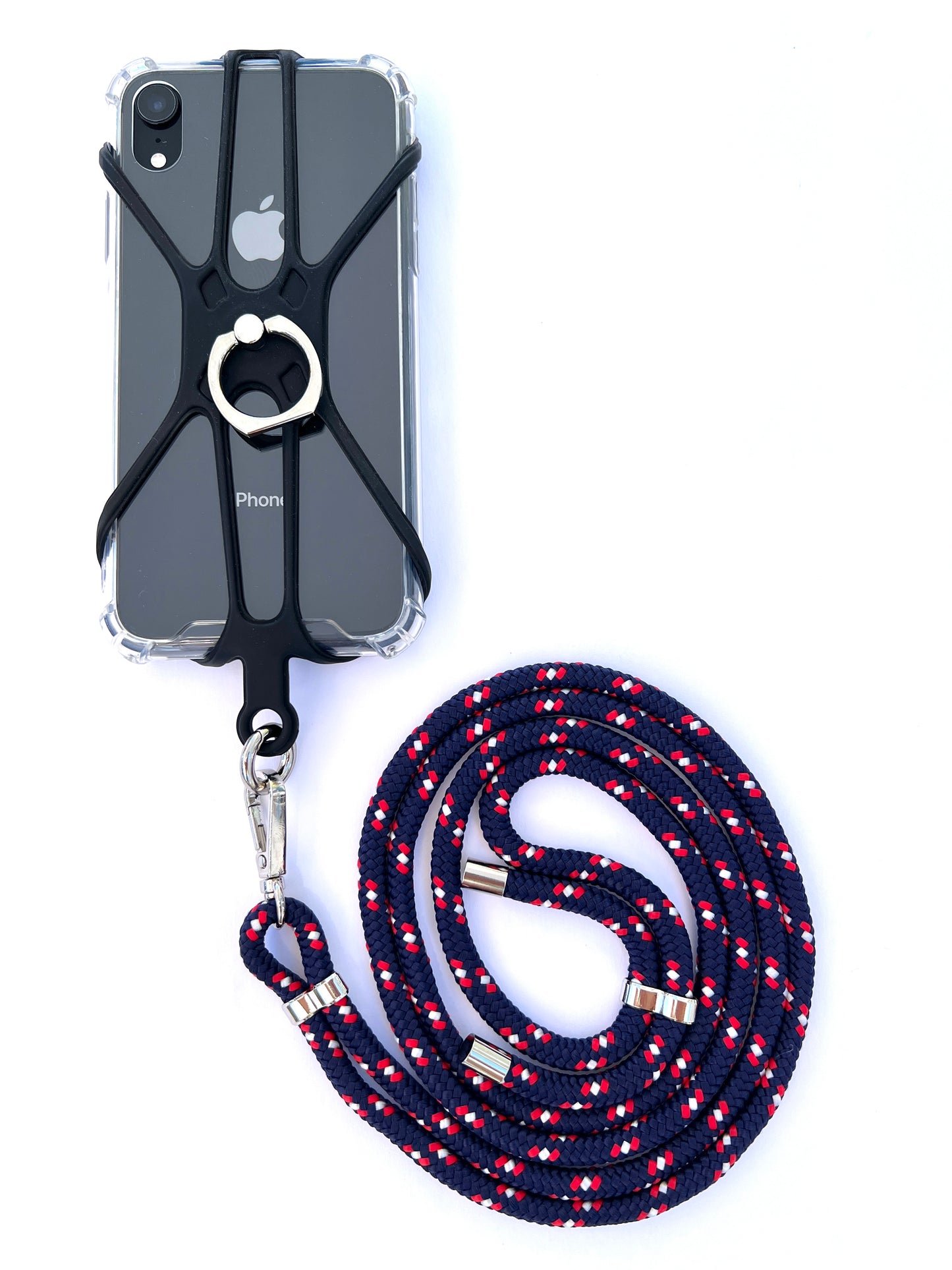 Silicon Holder Phone Strap - Blue/Red/White