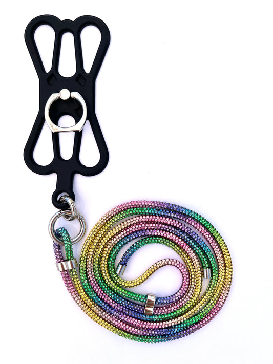 Silicon Holder Phone Strap - Rainbow Sparkle