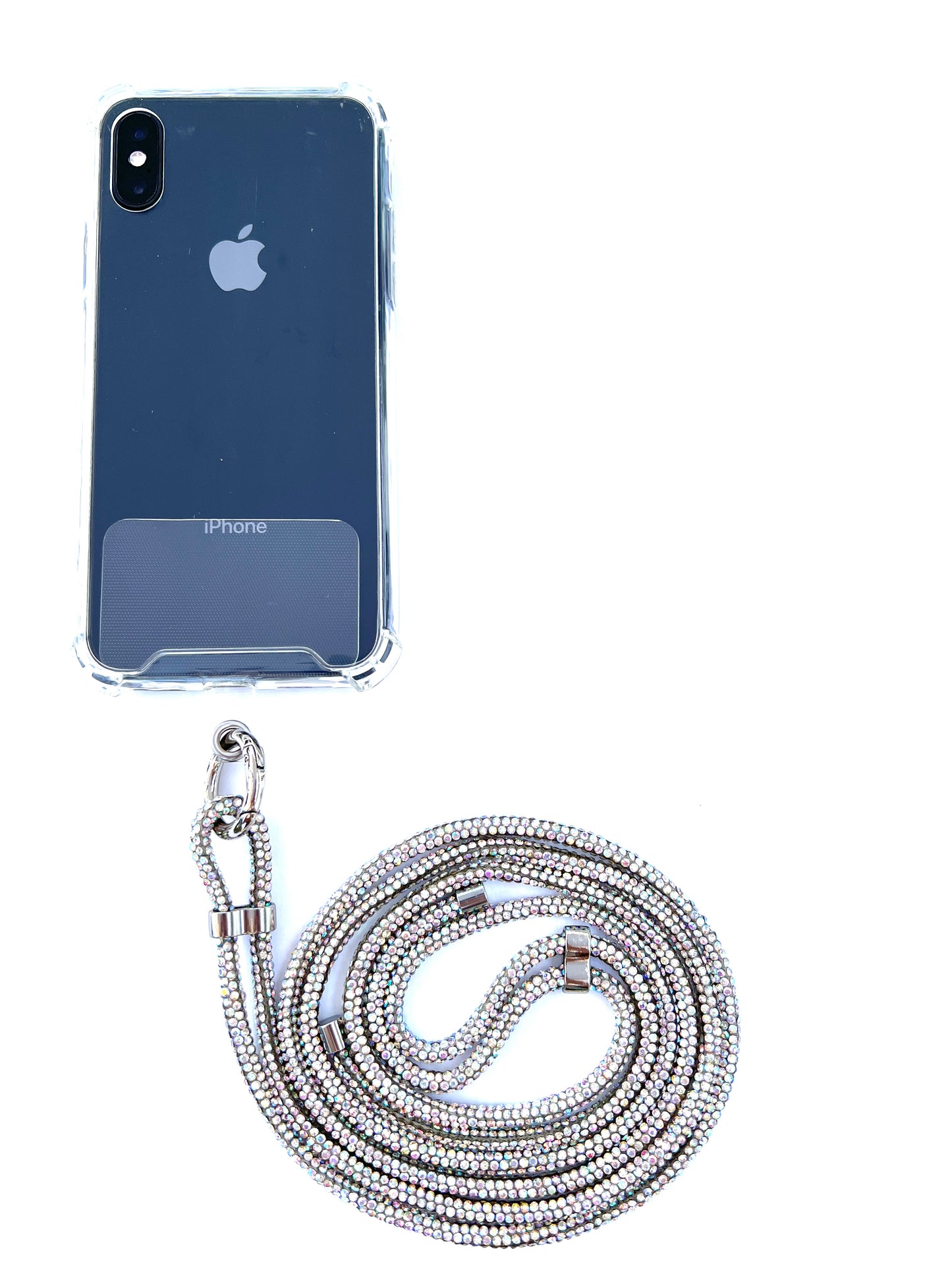 Sparkling Phone Lanyard - White Rhinestones