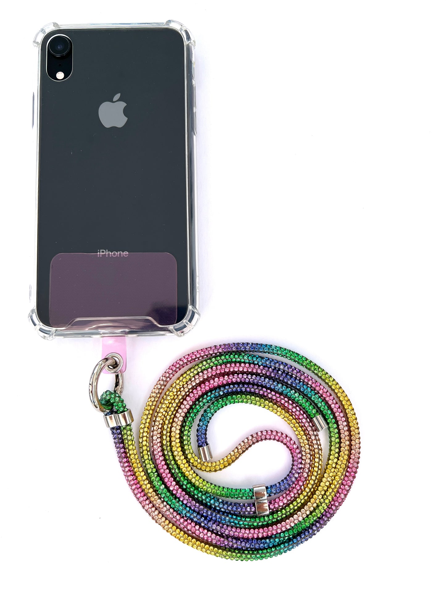 Sparkling Phone Lanyard - Rainbow Rhinestones