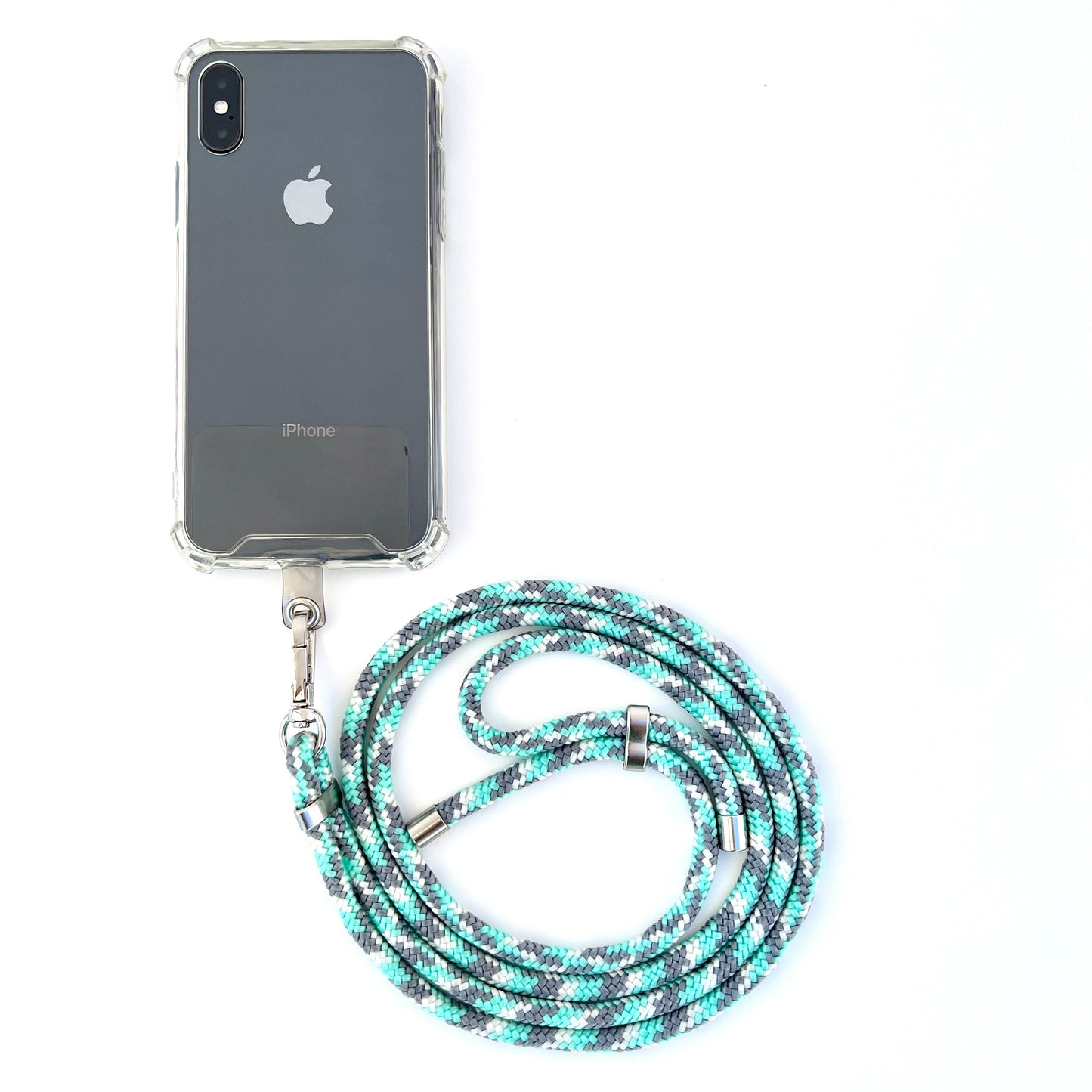 Mint Gray Beige Phone Lanyard