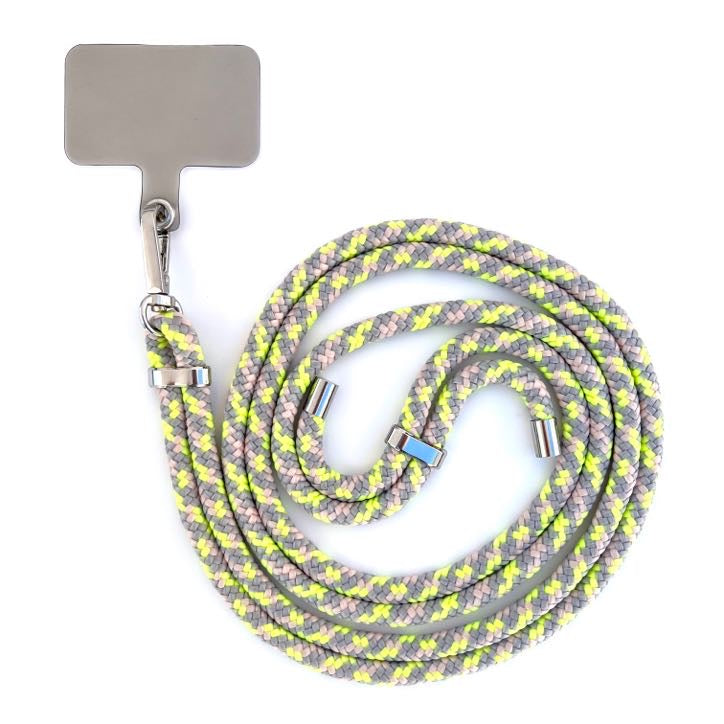 Neon Yellow/Beige Phone Lanyard