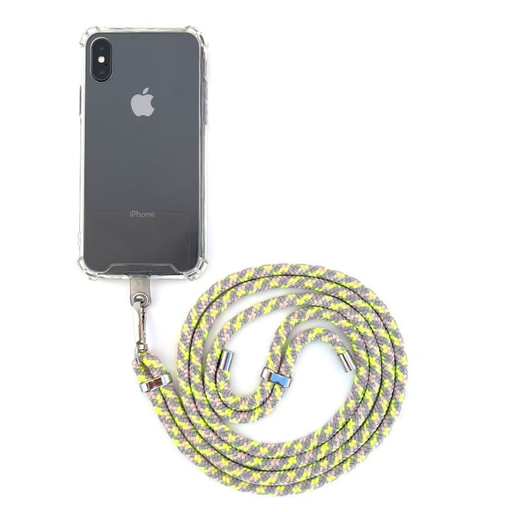 Neon Yellow/Beige Phone Lanyard