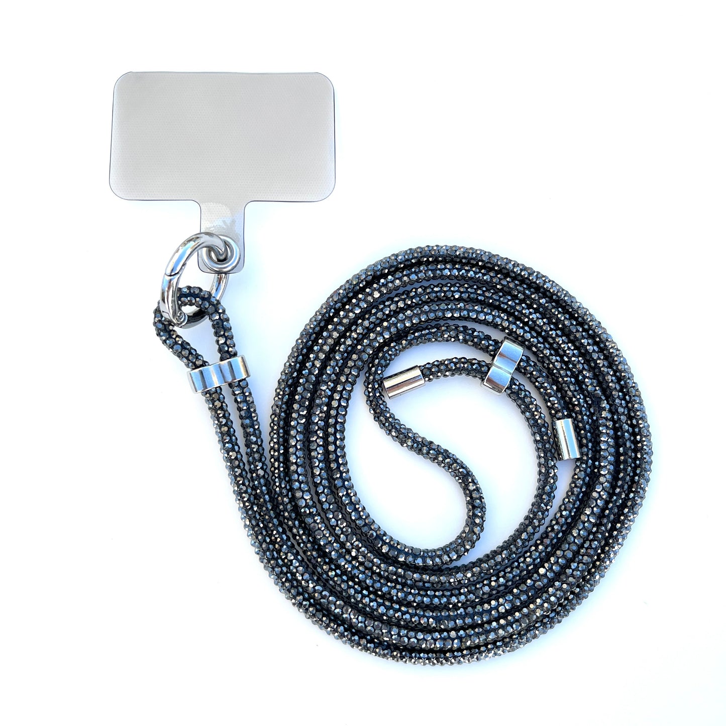 Sparkling Phone Lanyard - Grey Rhinestones