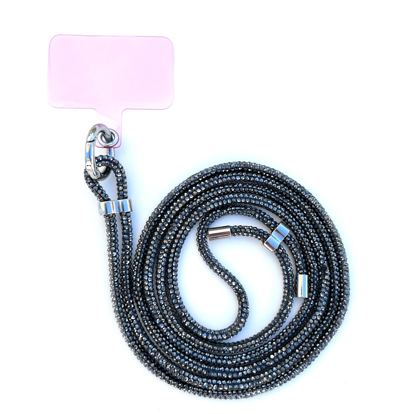 Sparkling Phone Lanyard - Grey Rhinestones