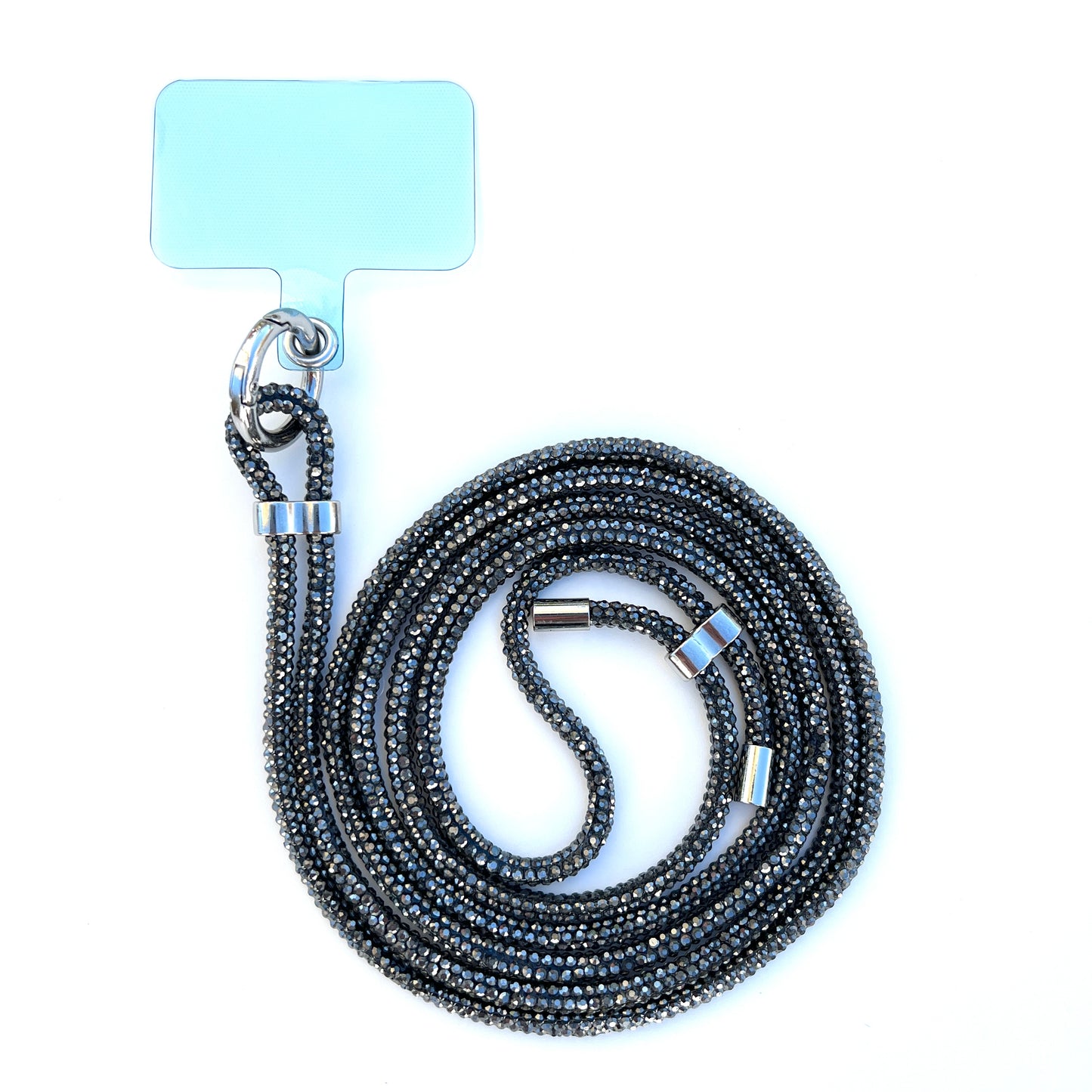 Sparkling Phone Lanyard - Grey Rhinestones